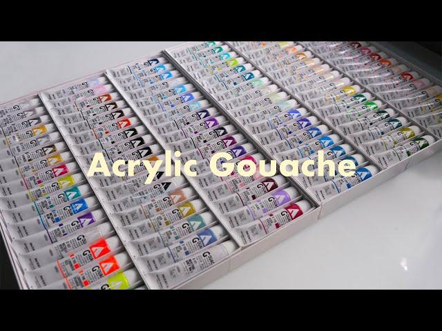 Holbein Acrylic Gouache 102 colors set  (unboxing + swatching)