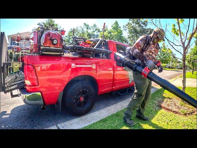 How a professional mow your lawn (start to finish) Toro Revolution GrandStand & Backpack blower