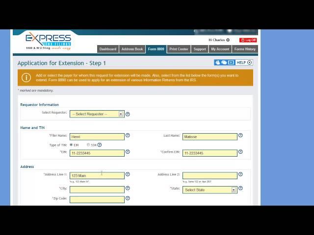 IRS Form 8809 - Requestor Information