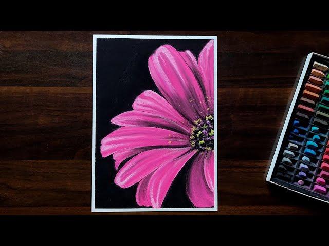 Beautiful Soft Pastel Drawing | Pink Daisy | For Beginners