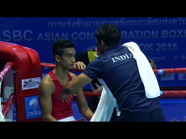 Murodjon Akhmadaliev (UZB) vs. Shiva Thapa (IND) Asian Championships 2015 SF's (56kg)