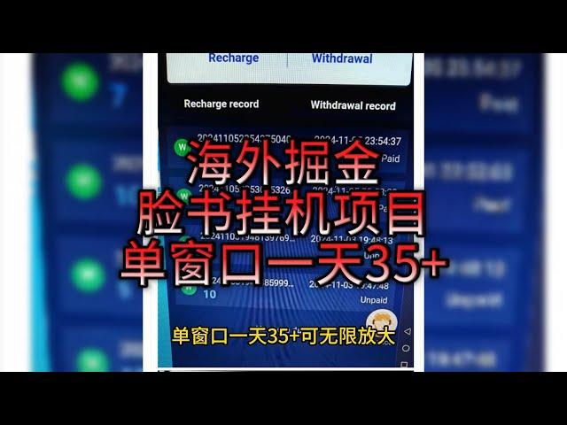 最新海外掘金脸书全自动挂机项目，单窗口一天35+可无限放大