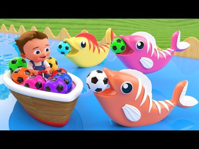 Soccer Balls Fish Wooden Tumbling Slides Toy 3D Little Baby Fun Learning Colors for Children Kids