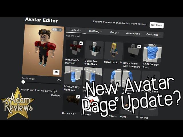 Adam Reviews: New ROBLOX Avatar Page Update