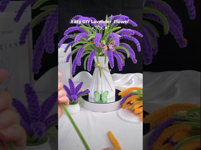 Easy diy pipe cleaner lavender flower  | fuzzy wire flower tutorial #handmadeflower #flowerscraft