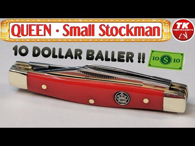 Queen Small Stockman Red Delrin Pocket Knife QN26R