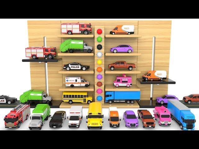 Learn Colors with Multi-Level Parking Toy Street Vehicles - Educational Videos - Cars for KIDS