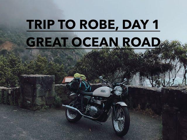 Trip to Robe- Day 1. Triumph Bonneville solo touring. Great Ocean Road and getting soaked.