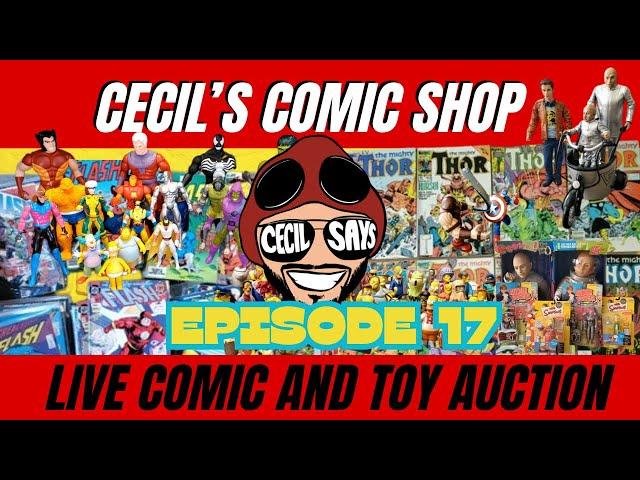 Cecil's Comic Shop. Episode 17. Live Comic Auction. Marvel, DC. Darkhorse, Simpsons Halloween Toys