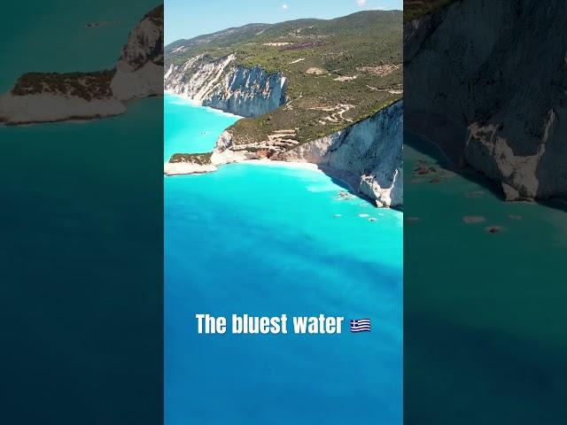 Is this the bluest water you’ve ever seen?!? #portokatsiki  #greekislands #bestbeachesintheworld