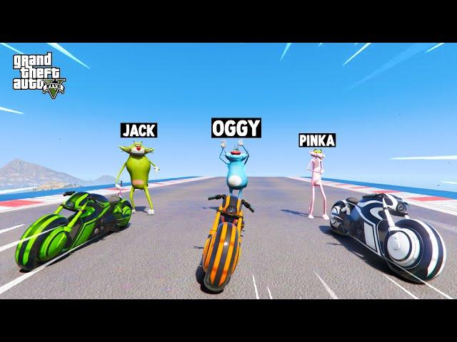 OGGY AND JACK, PINKPANTHER DOING DEADLINE PARKOUR CHALLENGE (GTA 5 Funny Moments)