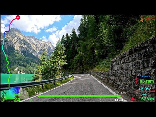 45 minute Indoor Cycling Workout Antholz Valley Alps South Tyrol Telemetry 4K Video