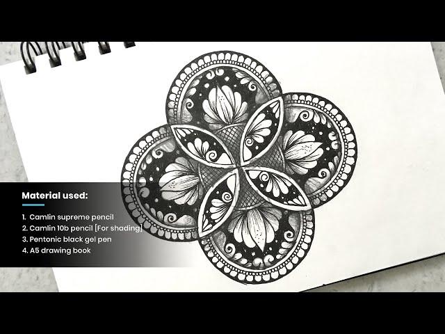 How to Draw a 3D Floral Circle Mandala Art | Easy 3D Floral Mandala Drawing in Circles