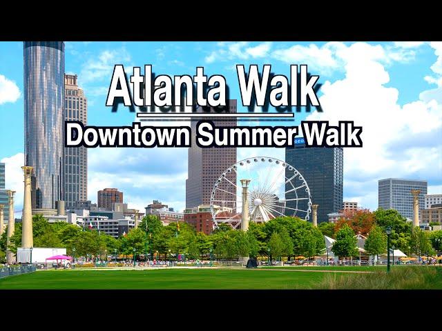 Downtown Atlanta Georgia Sunny 3 hour Walk Around Downtown | 4k 60