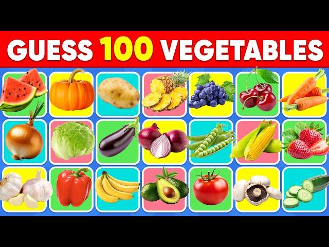 Guess 100 FRUITS and VEGETABLES in 3 seconds  100 Different Types of Fruit and Vegetables