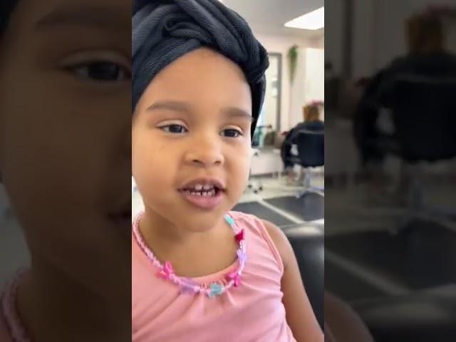 4 year old gets a luxurious $80 hair salon service for curly hair