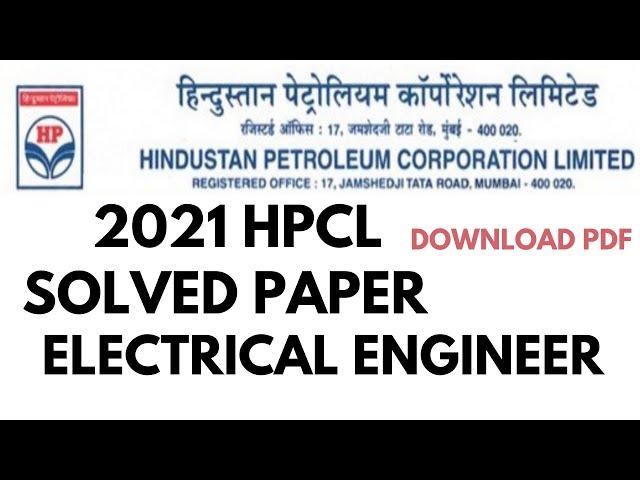 HPCL 2021 Electrical Solved Paper | HPCL 11/08/2021 solved paper