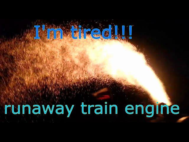 How the diesel locomotive dies! A lot of smoke and fire from the engine exhaust pipe! Russian trains