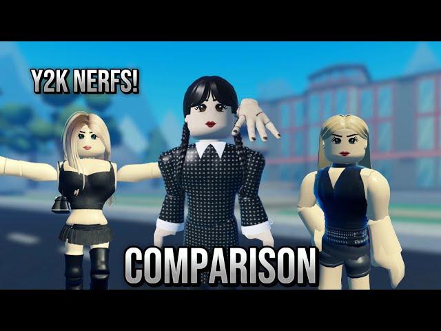 Wednesday skins comparison showcase. Heroes online world roblox