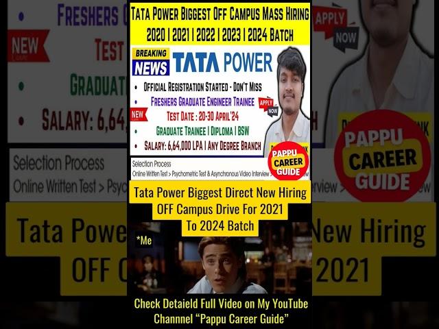Tata Power Biggest Direct Hiring 2021-2024 Batch| Software Engineer #shorts #short #viral #trending