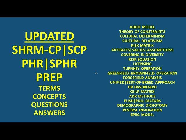 SHRM-CP and SHRM-SCP Certification Exam || PHR and SPHR Certification EXAM PREP