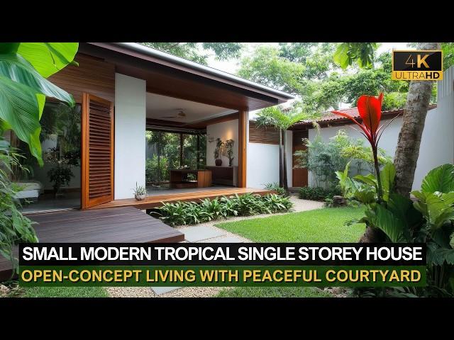 Small Modern Tropical Single Storey House: Open-Concept Living with Peaceful Courtyard Retreats