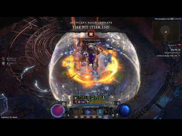 Diablo 4 Season 7 Lightning Spear Sorcerer Clear Tier 150 Pit - 10:33