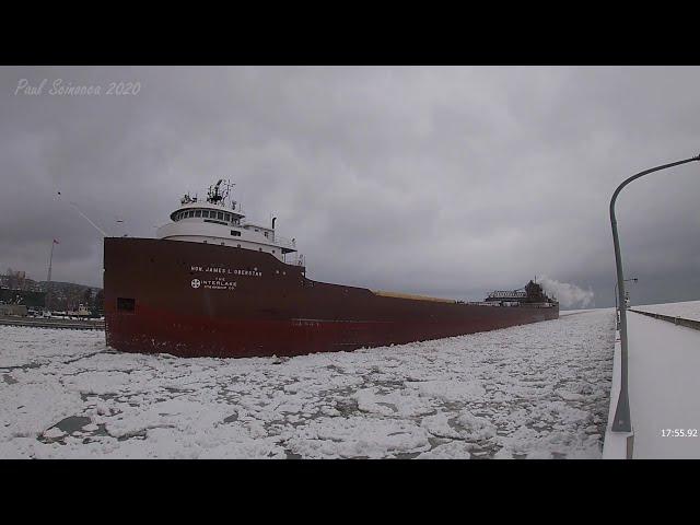 Closing out the Duluth Shipping Season, the Hon James L Oberstar Arrives.