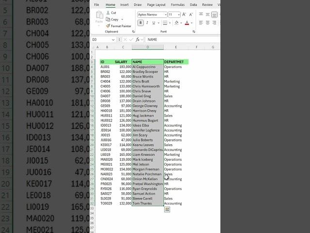 How to drag and drop colums Excel without getting an error
