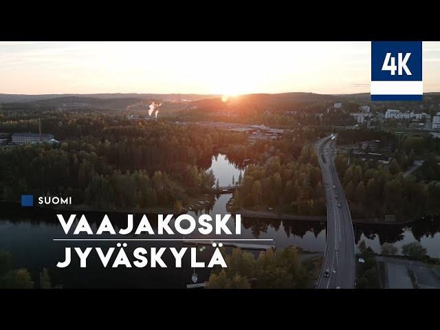 Vaajakoski at sunset   A beautiful evening in Jyväskylä, Finland. 4K drone video footage.