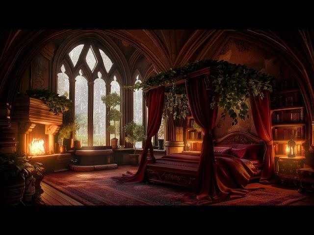 Cozy Castle Haven - Rain, Fireplace & Thunderstorm Sounds to Sleep Instantly and Deeply