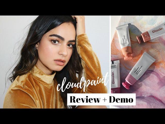 GOLDEN AND GLOWY MAKEUP ft. Glossier Cloudpaint (review)