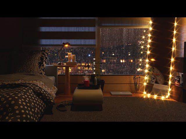 Cozy Bedroom Ambience | Relaxing Rain Sounds 8 Hours - Rain On Window