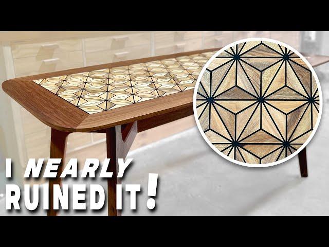 Mid Century Dining Table -  How to Make a Stunning Wood Tile Pattern Top