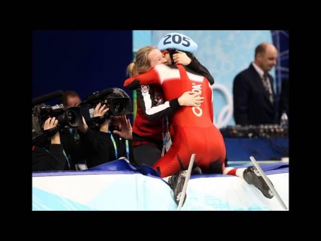 Canadian speed skater Charles Hamelin  Gold Medal Kiss Sochi 2014