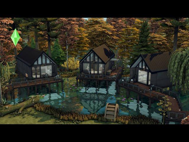 Perfect Fall Tiny Houses by the Lake | The Sims 4 Speed Build