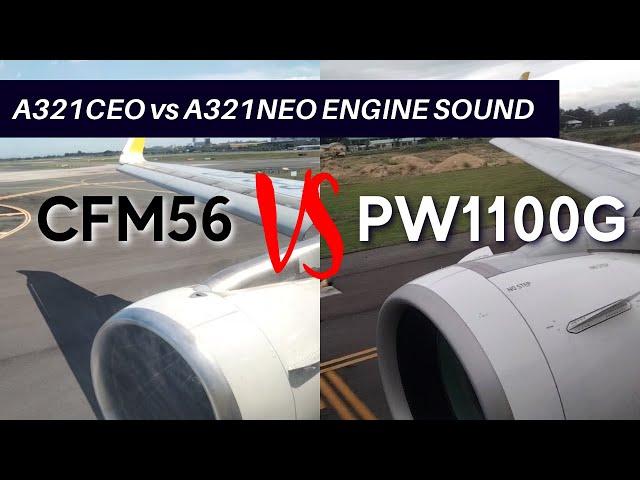 CFM56 ON A321CEO VS PW1100G ON A321NEO ENGINE SOUND TAKE-OFF AND MID FLIGHT