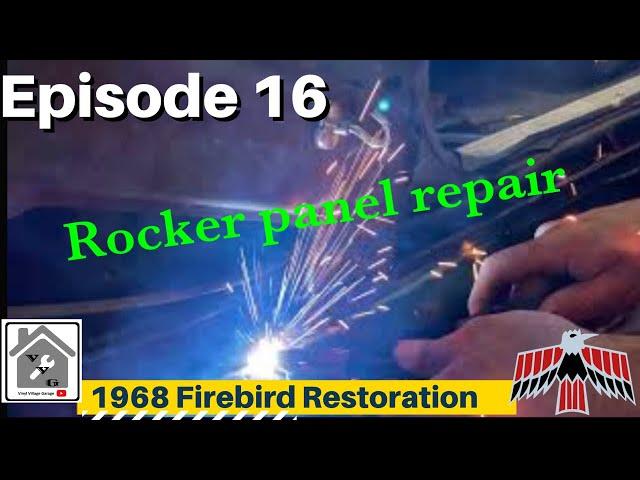 E16 1968 Pontiac Firebird convertible rocker panel replacement and repair, clean plug weld how to