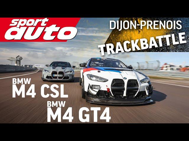 BMW M4 GT4 vs. BMW M4 CSL | Trackbattle | sport auto