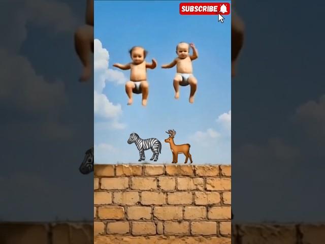Two Babies Jumped… and Turned Into a  Zebra &  Deer?!  You Won’t Believe This!  #shorts