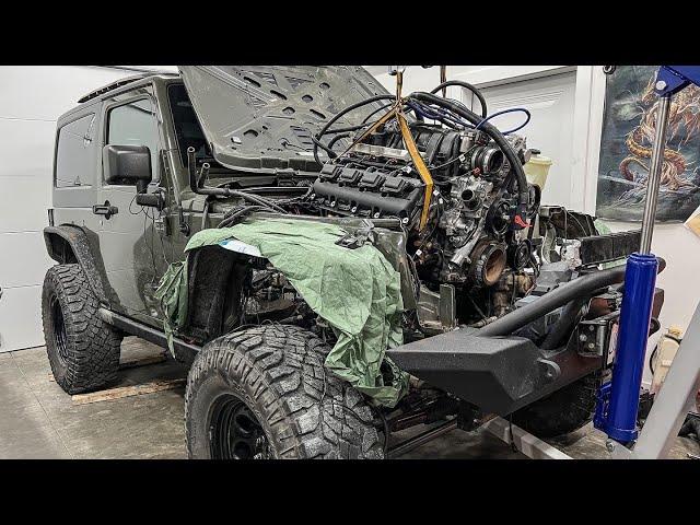 MOUNTING 5.7L HEMI AND PREPARING THE JEEP AND MOTOR