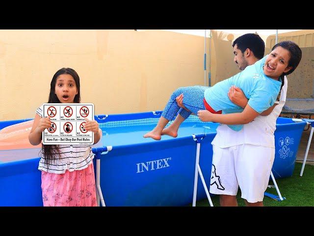 بابا رمى شفا في المسبح !!! Dad throw  her in pool