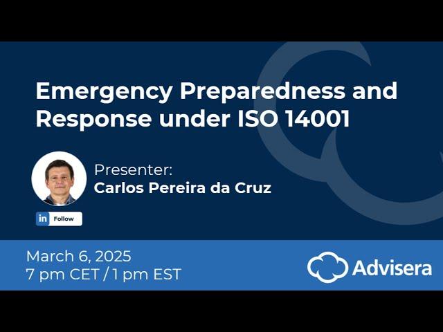 Emergency Preparedness and Response under ISO 14001 [live webinar]