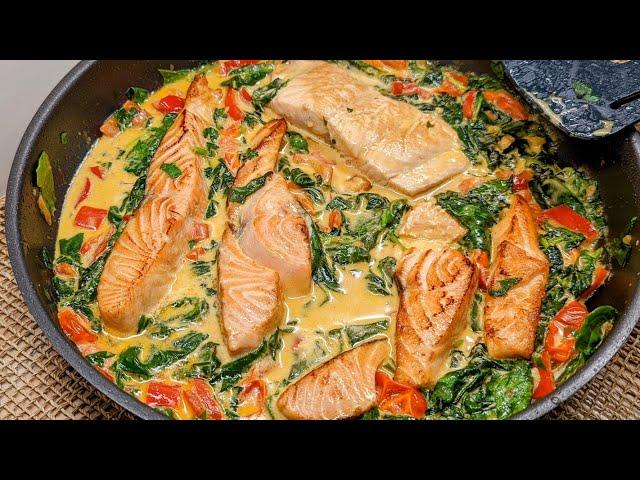 Lachs mit Spinat in Sahnesauce! Unverschämt lecker und einfach! Lachs-Sahne Rezept