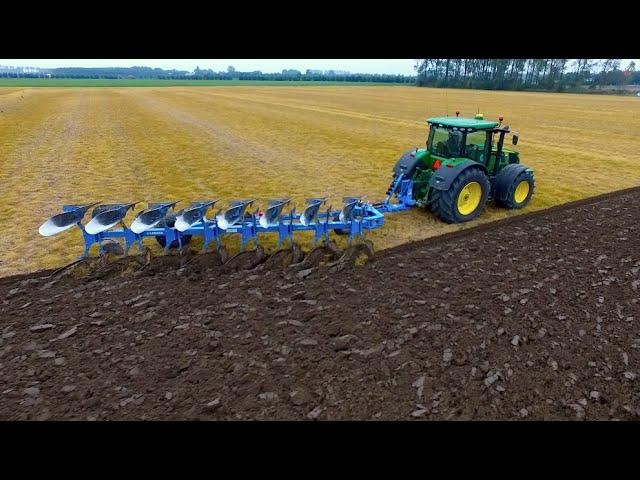 On-Land Ploughing | John Deere 7270R + 8 furrow Lemken Diamant 11 | KMWP Ploegen / Pflügen