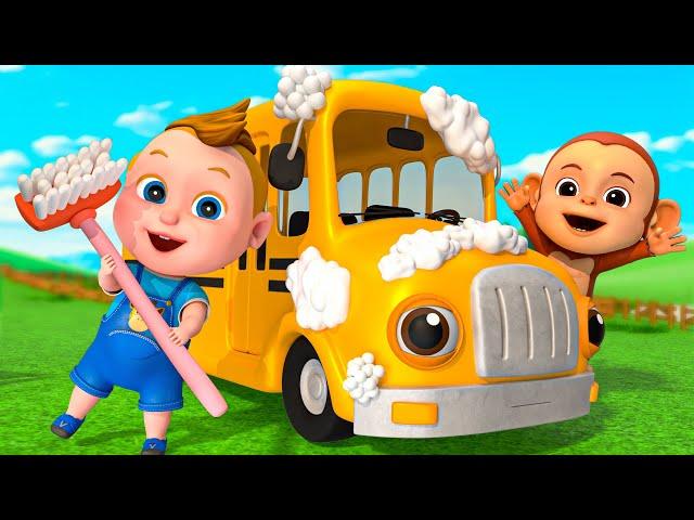 Bus Wash Song | Fire Truck Wash | Super Sumo Nursery Rhymes & Kids Song