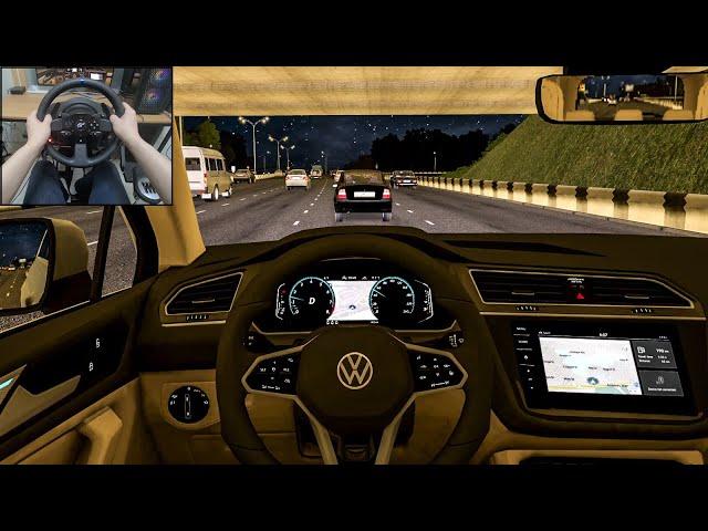 City Car Driving - Volkswagen Tiguan R Line | Night drive [Steering wheel gameplay]