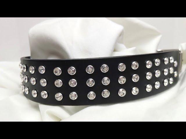 Custom Crystal Leather Dog Collar