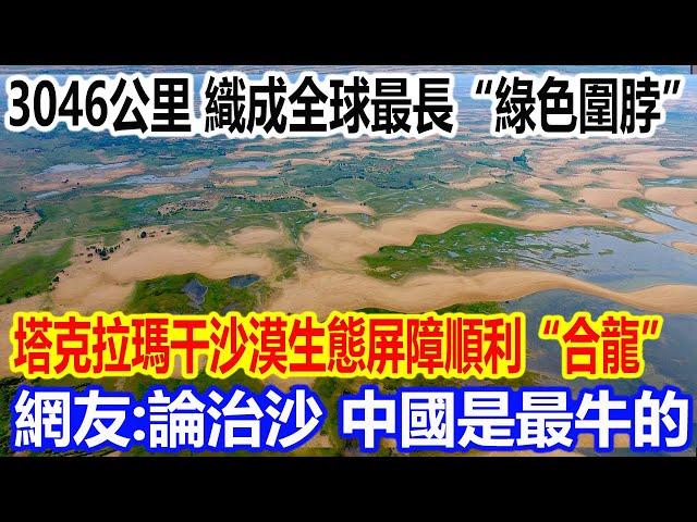 3046公里，織成全球最長“綠色圍脖”，塔克拉瑪干沙漠生態屏障順利“合龍”視頻火遍全網，網友直呼：論治沙，中國是最牛的