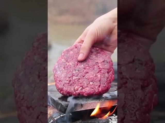 The Most Delicious Cheeseburger  | Stone-Fried to Perfection in Nature